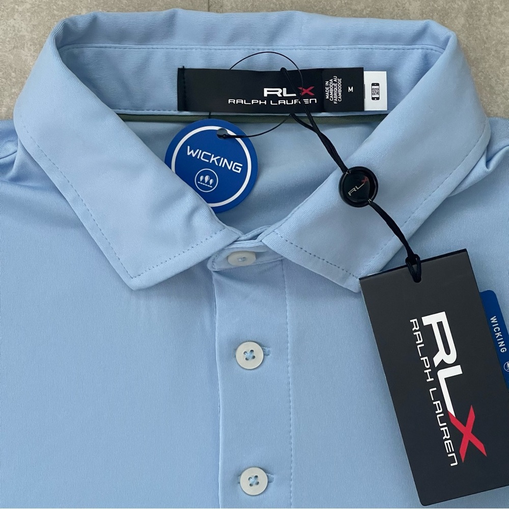 RLX Ralph Lauren Performance Golf Solid Light Blue Polo Shirt Men's New